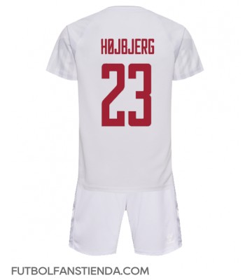 Dinamarca Pierre-Emile Hojbjerg #23 Segunda Equipación Niños Mundial 2022 Manga Corta (+ Pantalones cortos)